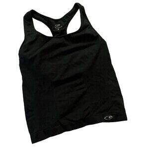 Champion‎ Sports Bra Longline Racerback Shelf Bra Seamless Black Small Athletic
